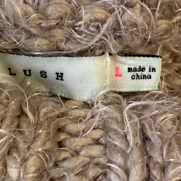 Lush Women's Chunky Soft Mauve Oversized Cowl Turtleneck Knit Sweater. Sz L - Picture 3 of 16